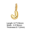 Detailed view of golden letter J charm with crystal inlay and dimensions 18mm by 8mm - Gold - Letter J