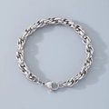 Poliertes Edelstahl-Gliederkettenarmband in Silber mit robustem Karabinerverschluss - 7mm / 19cm / Stahlfarbe