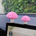 Decorazione per cruscotto auto a fungo rosa con grazioso design in miniatura - Coppia di Funghi Rosa / Coppia Grande e Piccola
