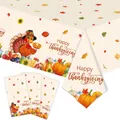 Thanksgiving party set with Happy Thanksgiving turkey, pumpkin and maple leaf patterns - Thanksgiving Style F