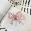 Pince à cheveux rose en forme de nœud avec détails en laine pour coiffure d'hiver - Environ 6cm / Rose pâle - Nœud enveloppé
