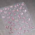 Sticker ongle 3D papillon holographique doré K-450 avec motif relief laser rose - Papillon Holographique Rose (M-450)