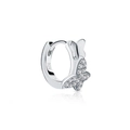 Elegant 925 sterling silver hoop earrings featuring double butterfly charms with zircons - Double Layer Butterfly Dangle Style (1037) - Single / Platinum Silver (#12)