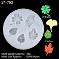 Silicone mold for maple and ginkgo leaf cake toppers with colorful resin finished samples - 1# (4-Hole Leaf Style) / Clear