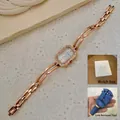 Orologio da donna LSVTR in oro rosa con diamanti, bracciale e confezione regalo - Oro Rosa Quadrante Bianco + Regolatore + Scatola dell'Orologio