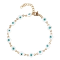 Bracciale boho malocchio in finitura dorata con ciondoli bianchi per donna e coppie - Occhio Bianco
