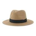 Chapeau Panama classique en paille kaki avec ruban noir pour protection solaire d'été - Kaki