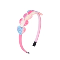 Detail of pink headband featuring gradient glitter heart ornaments for girls - Blue Pink Gradient Heart