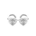 Verstellbarer Silberring im Herzbrillen-Design mit funkelndem rosa Zirkon-Stein - Silber Herz Zirkon Sonnenbrillenring (K-1468)
