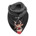 Winter fleece neck gaiter in black with festive cartoon reindeer print and metal buckle - 33-Christmas Reindeer Painting