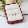 Minimalist silver bar stud earrings with sparkling zircon stones in a gift box - E3969-Silver Bar Zirconia Studs