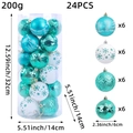 24-piece set of turquoise and white Christmas ball ornaments with reindeer and snowflake patterns - M3-43 Blue Model