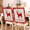 Christmas chair covers featuring reindeer patterns and festive holiday home decorations - Beige Red Reindeer Star (YT01-30)