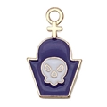 Deep purple Halloween shield pendant with a white skull and gold alloy finish - 1pc Purple Skull Tombstone (20x12mm)