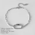 Bracelet chaîne trombone en acier inoxydable argenté avec breloque coquillage 15 plus 3cm - Style Maillon Trombone Argent (XBL0063-1)