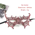 Detail of red lace spider web mask with dimensions 22x14cm for Halloween parties - New Spider - Red