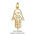 Golden stainless steel Hamsa hand pendant charm 13x25mm with hollow eye design - Hamsa Hand-Gold (13x25mm) / 5 Pcs/Pack