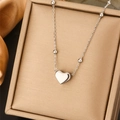 Silver Mirror Polished Heart Bead Dainty Chain