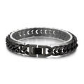 Black stainless steel double-woven curb chain bracelet with secure fold-over clasp - Black Bracelet with Box Clasp (KB154597-Z) / Black