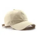 Classic beige cotton baseball cap with six-panel structure and curved brim for outdoor wear - Adjustable / Beige