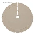 48 Zoll gestrickte Weihnachtsbaumdecke in Creme mit Aran-Muster und Wellenrand - Elfenbein