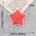 Red chenille star patch with white embroidered border, 3cm size for clothing - Red Star (Iron-on)