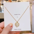 Élégant collier cœur doré avec pierre œil de chat et ligne de battement de cœur en zircon - Cœur Style Opale