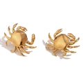 Minimalist 18K gold plated stainless steel crab stud earring set for women - Gold