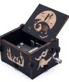 Engraved black wooden hand-crank music box featuring Nightmare Before Christmas motifs - Halloween 5