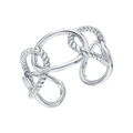 Polierter S925 Sterlingsilber Ring mit ineinandergreifendem Design und offener Ringschiene - Silber