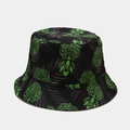 Bob unisexe noir avec motif imprimé d'ananas verts et de feuilles tropicales d'été - Grande Ananas Verte