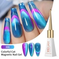 Blue-purple cat eye magnetic nail gel polish 006 with UV LED shimmer effect - Dual Light Firework Cat Eye 06