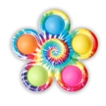 Flower shaped tie-dye fidget pop spinner with five colorful bubbles on white background - Tie-dye 2