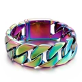 Pulsera cubana para hombre de 26mm en acero inoxidable arcoíris con cierre plegable - Color Arcoíris 23cm (KB162787)