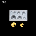 Silicone mold B88 for 6 croissant shapes with resin food craft display on black background - B88