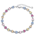 Elegant S925 sterling silver bracelet featuring vibrant rainbow-colored zircon stones - Fan-shaped Multi-color Zircon (DY150207)