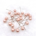 Pink pearlescent berry picks on brown wire stems for Christmas tree and cake decoration - 15mm / Flesh Pink
