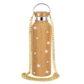 Sparkling gold rhinestone coffee cup with silver handle and detachable chain strap - Gold / 350ml (12oz) With Aluminum Chain