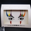 Rainbow face crystal sticker for Halloween makeup featuring colorful multi-colored rhinestones - 010