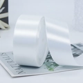 Single roll of premium 4cm white satin ribbon for wedding gift and floral packaging - 4cm x 22m / 42# Off White