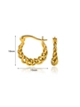 Elegant 18k gold plated twisted square hoop earrings measuring 18mm in height - Gold Spiral Twist (E4961)