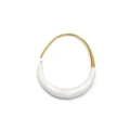 Detailed close-up of U-shaped gold earrings with white marble resin drip oil texture - 39*29mm / Full Coverage / White