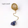 304 stainless steel gold tea infuser featuring a natural raw Lapis Lazuli stone pendant - Lapis Lazuli (Gold)