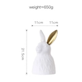 Modern white and gold rabbit bust sculpture vase for home decor with 21.5cm height - Gold Ear Rabbit HP431