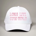 Cappellino trucker bianco con ricamo rosa Long Live Cow Girls e rete posteriore - Taglia unica / Bianco