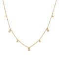 Elegant gold stainless steel necklace featuring rectangular cubic zirconia and square charms - Gold