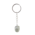 Macro detail of natural gray-green agate stone keychain with polished irregular texture - Flash Stone (Labradorite)