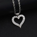 316 stainless steel heart pendant necklace with shimmering inlaid cubic zirconia gemstone - Steel Color (Without Chain)