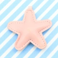 Pink star-shaped PU leather pendant keychain accessory with detailed stitching on stripes - Pink