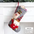 Large grey knitted Christmas stocking with 3D Santa Claus and rustic holiday fillers - Wool Style Stocking Santa Claus